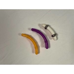 Vintage Banana Hair Clips 3 Pack Yellow Purple White 80 90 Y2K